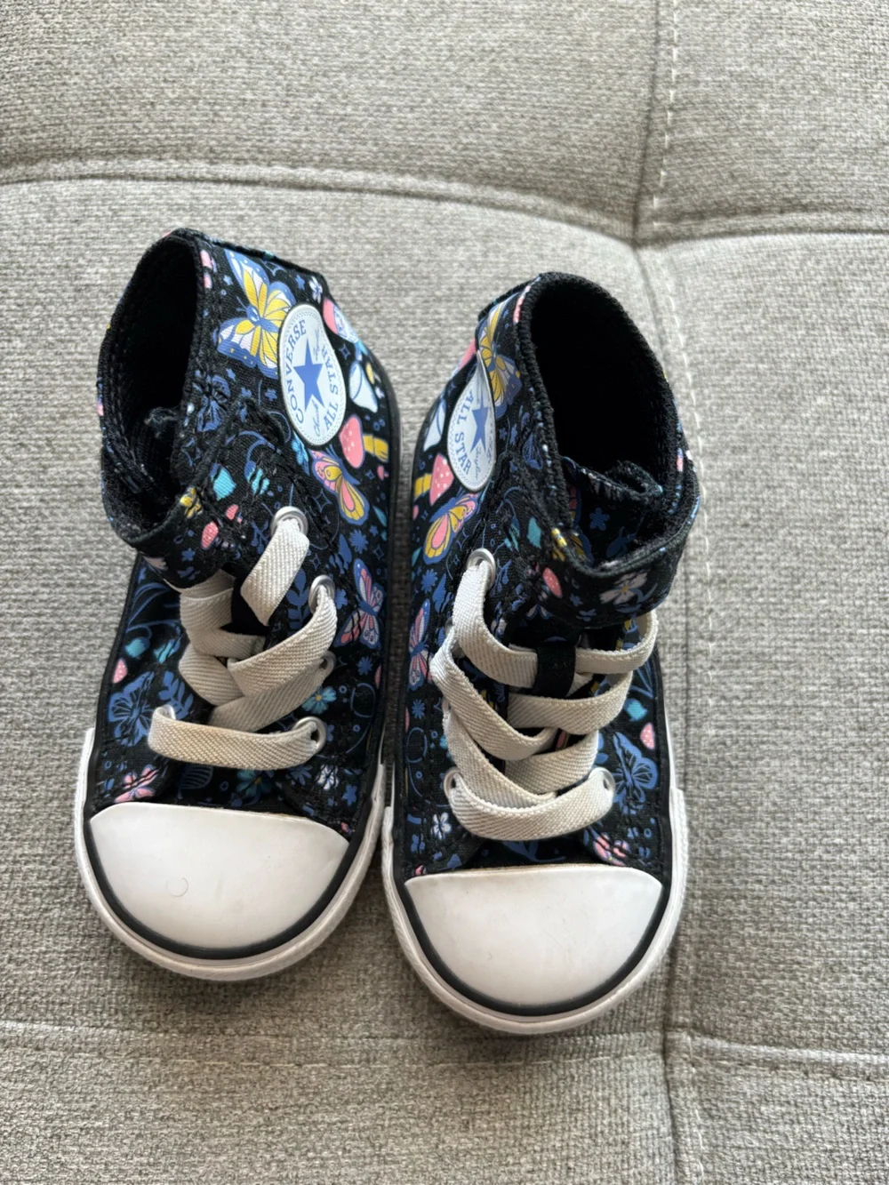 Converse Kids Navy High-Top Sneakers with Colorful Butterfly Print